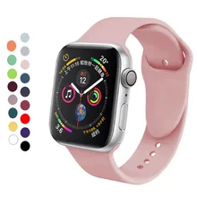 Цветной спортивный мягкий силиконовый ремешок для Apple Watch 38, 42, 40, 44 мм, сменный силиконовый ремешок для iWatch 1, 2, 3, 4, ремешок для часов