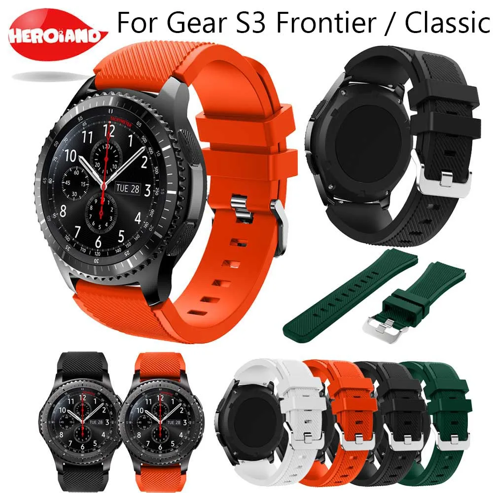 

Watchbands Black 22mm luxury brand New Fashion Sports Silicone Bracelet Strap Band For Samsung Gear S3 Frontier 2017 Hot Sale
