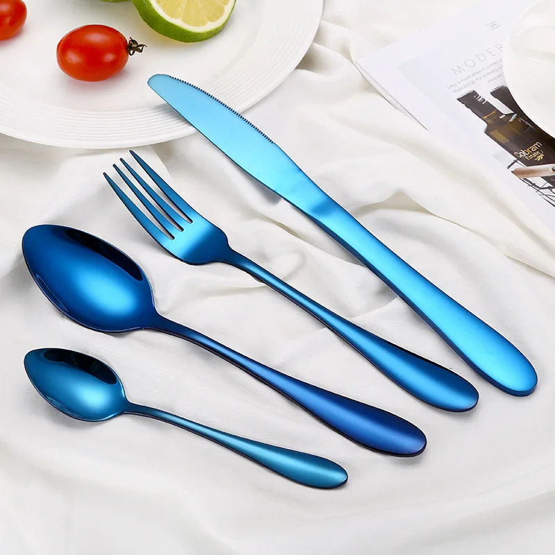 Buy Rainbow Cutlery Set 304 Stainless Steel Blue