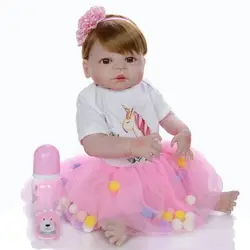 23 дюймов bebe boneca Возрожденный силикон completa realista куклы принцессы для девочек игрушки для детей подарок can bathe