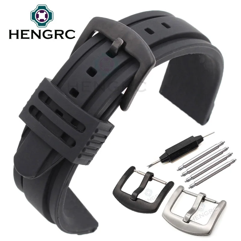 22 مللي متر 24 مللي متر ساعات سيليكون الفرقة حزام الرياضة لينة الغوص المطاط ساعة Watchbands وعاء من الفولاذ المقاوم للصدأ مشبك سوار إكسسوارات