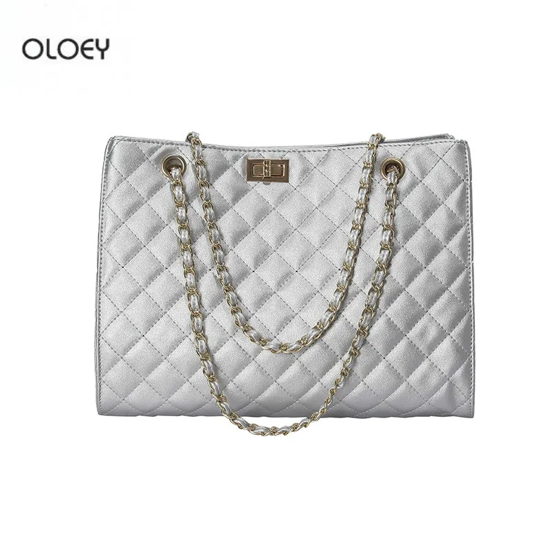 

OLOEY 2018 new ladies handbags rhombic chain one shoulder handbags fashion wild large capacity tote bag bucket bag