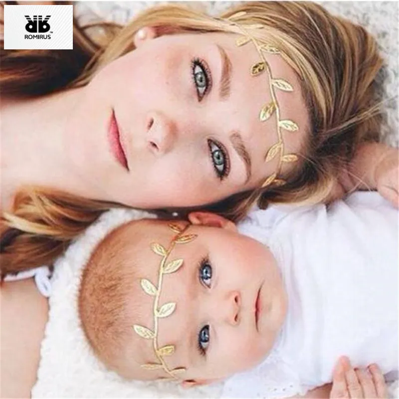 ROMIRUS/2 шт. мать повязка для дочери для новорожденных упругий обод для новорожденных, аксессуары, ленты для волос цвета: золотистый, серебристый diademas para mujer