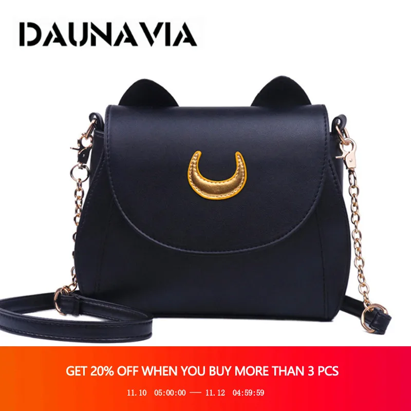 

DAUNAVIA Samantha Vega 20Y Limited Sailor Moon Bag Ladies Handbag Black White Cat Luna Moon Women Messenger Crossbody Bag