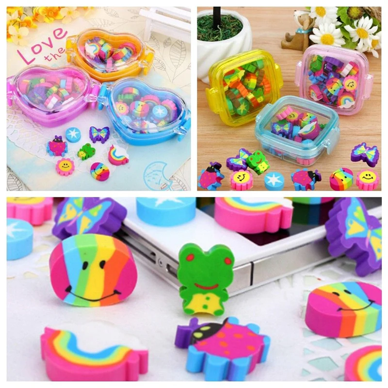 22Pcs/Set New Cute Kawaii Rubber Eraser School Supplies Stationery Material Kid Gift 2 Styles 2019 new