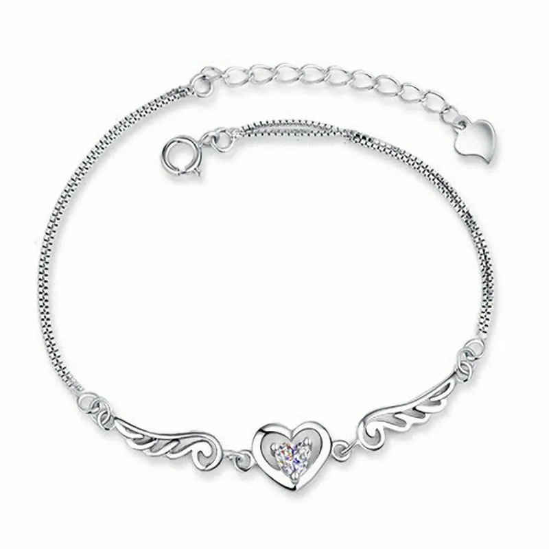 Женский браслет с крыльями ангела Серебристый цепочкой|charms discount|charm barceletcharm bracelet