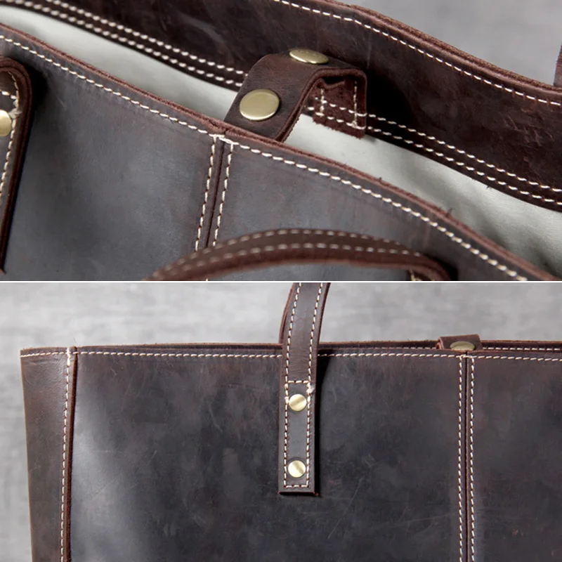 AETOO Simple retro head-to-head leather large-capacity handbag, men's leather handmade handbag, one-shoulder bag woman