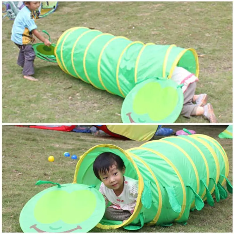 Палатка-туннель для помещений и улицы, Детская игровая палатка для малышей, детская палатка с изображением животных, гусеницы для ползания, детская туннельная игрушка для творчества разные цвета