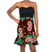 Африканская одежда для женщин плюс Размер 6XL короткая юбка 2 шт. Африканский принт длиной до колена Анкара Skrits