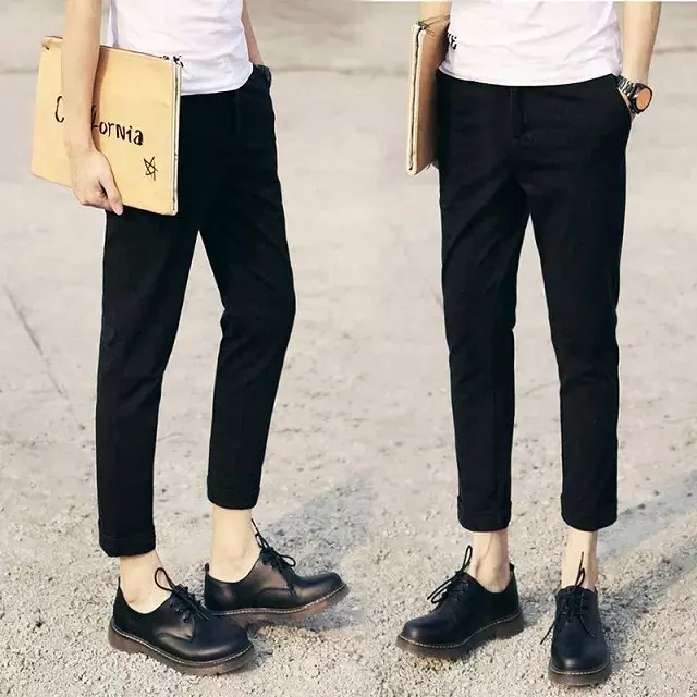 

Fall pedicure trousers men's Korean version of youth fashion nine pants British casual pants sweat pants
