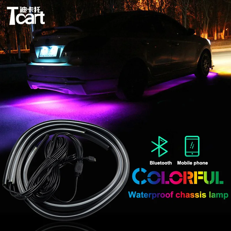 Tcart приложение управление RGB светодиодный для vw golf 4 mk4 полосы под автомобильную трубу дном система подсвечивания неоновый светильник с дистанционным управлением