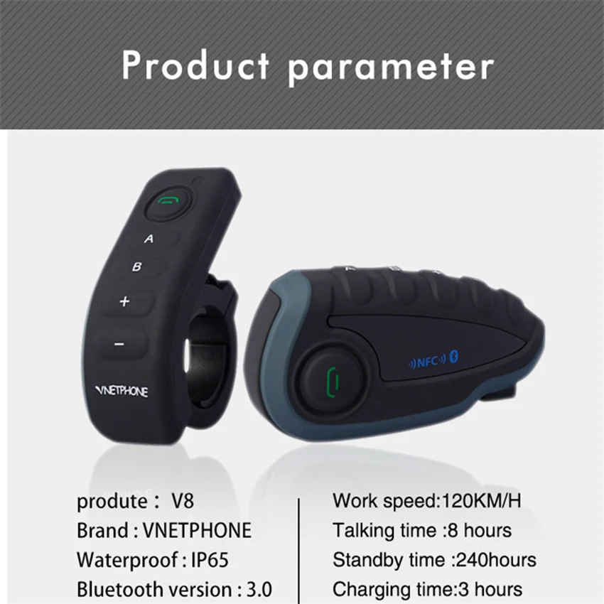 VNETPHONE 2 шт. V8 Интерком 5 Rider BT Bluetooth мотоциклетный шлем гарнитура FM стерео MP3 NFC пульт