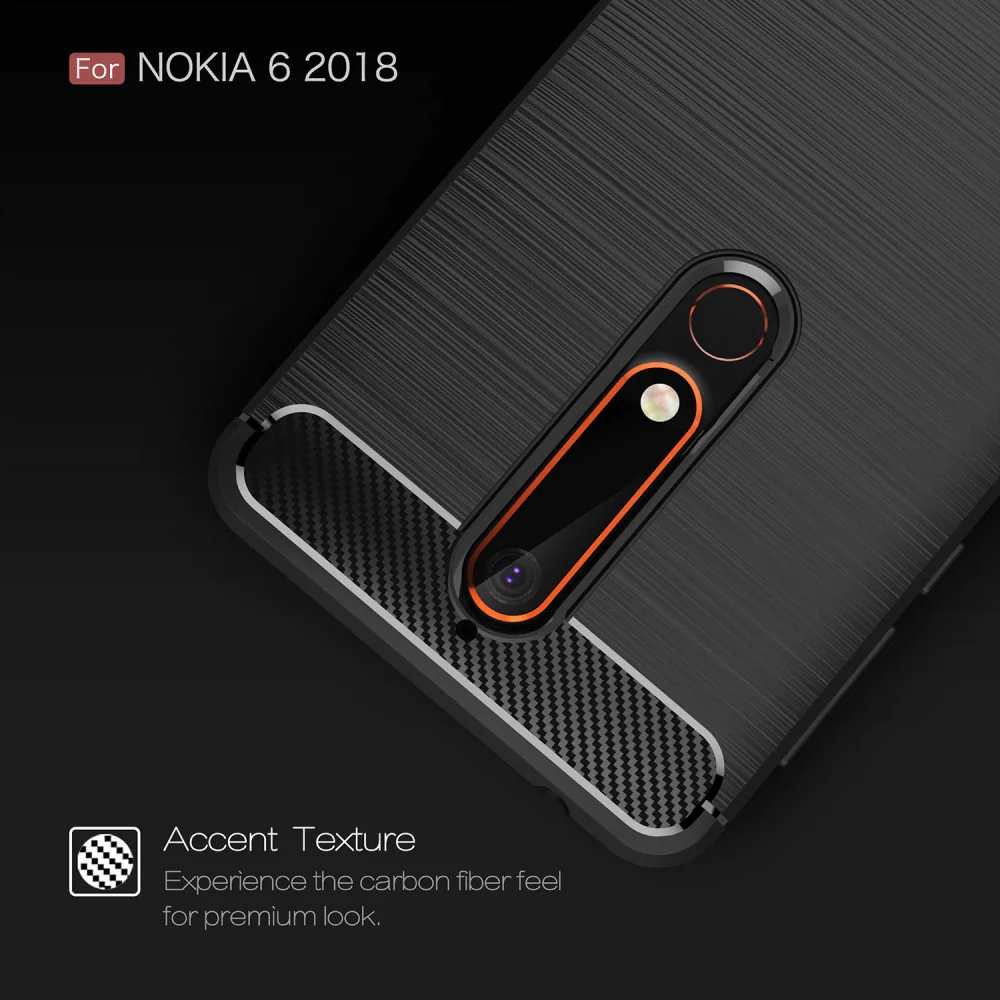 

For Nokia 6 2018 Nokia 6.1 Cases Luxury Carbon Fiber Anti-Shock TPU Cases for Nokia 6 Silicone Soft TPU Shell Cover