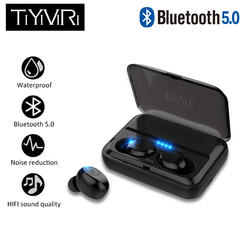 

F9 Mini Dual V5.0 Wireless Earphones Bluetooth Earphones 3D Stereo Sound Earbuds with Dual Microphone and Charging box new 5.0
