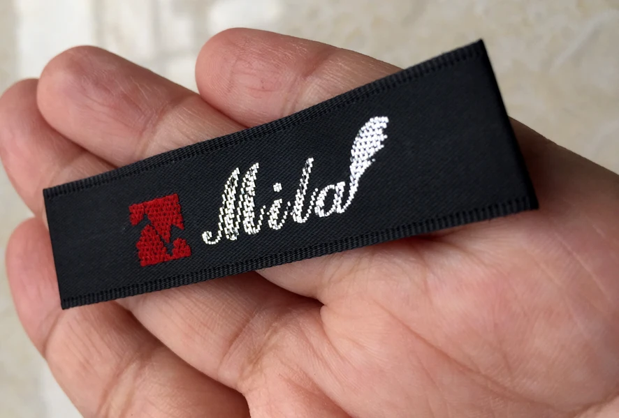 Custom cut folded clothing labels custom private brand woven labels and tags DSLBP11 (Please see ...