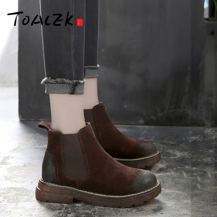 

Leather women's boots new flat boots women's Chelsea boots winter bare boots