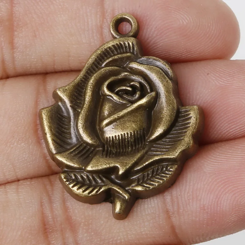 

Penney Hot ! 2pcs 35x27mm Antique Bronze Metal Pendant Rose Charms Jewelry Findings Accessories for DIY