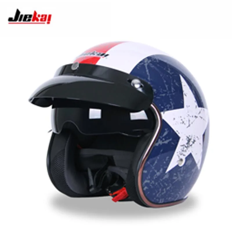 Винтажный мотоциклетный шлем DOT JIEKAI JK510 3/4 мотоциклетные шлемы с открытым лицом