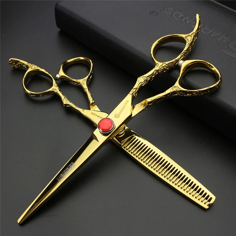 6-inch-gold-sliver-hair-cut-scissors-professional-pet-person-hairdressing-Dog-grooming shears-cutting-thinning-scissors-set-makas (3)