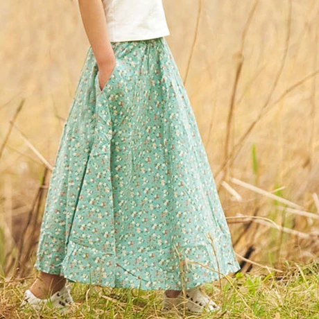 

free shipping Linen skirt half-length full spring summer bust skirt bohemia skirt - expansion bottom blue chokecherry