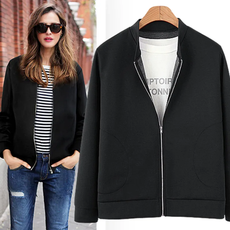 Goedkoop Chaqueta mujer 2018 Herfst Winter bomberjack vrouwen Lange Mouw Rits Vest Plus size Losse Fluwelen Jas veste femme 4XL
