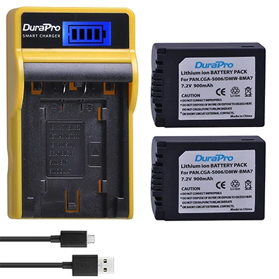 1 шт. DMW-BMA7 CGA-S006 900 мАч литий-ионный аккумулятор+ ЖК-USB зарядное устройство для Panasonic Lumix DMC FZ7 FZ8 FZ18 FZ28 FZ30 FZ35 FZ38 камера - Цвет: 2 Battery Set