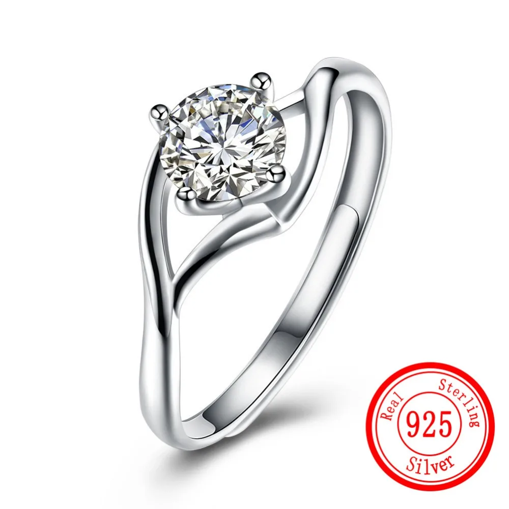 

Glamour 925 Sterling Silver Rings for Women Wedding Party Adjustable Ring Jewelry Female Fashion Simple Zircon Ring