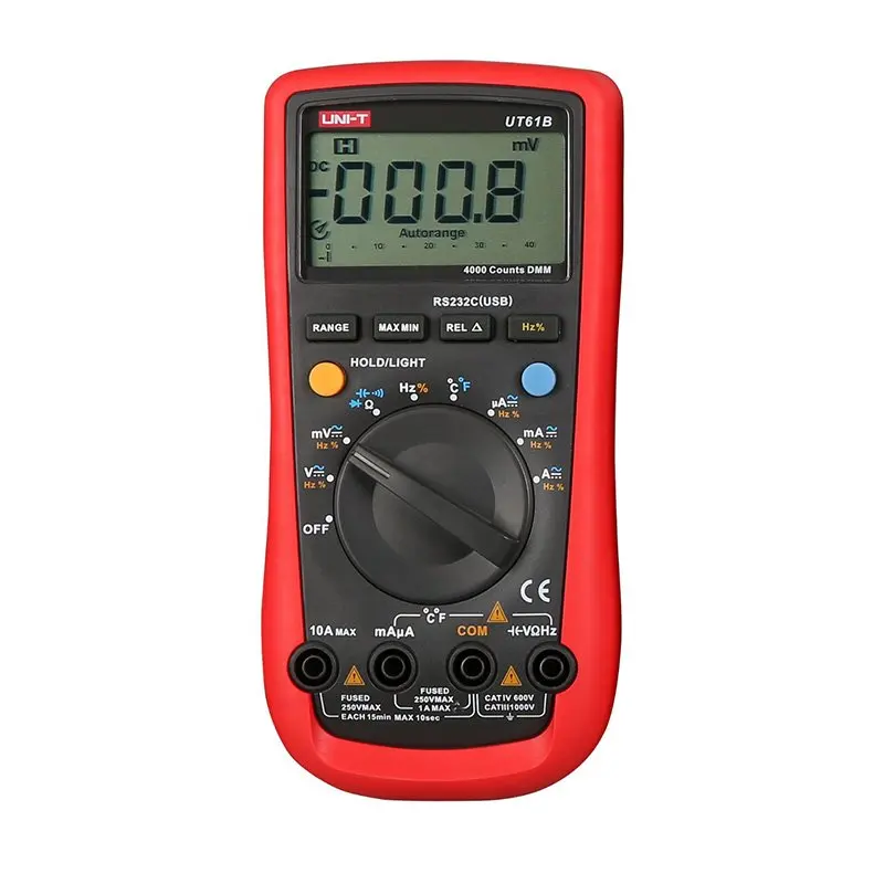 

UNI-T UT61B DMM Digital Multimeters 3999 Count Auto Range USB PC Software Best Accuracy 1% 0.5s Fast Test lcd multi AC DC tester
