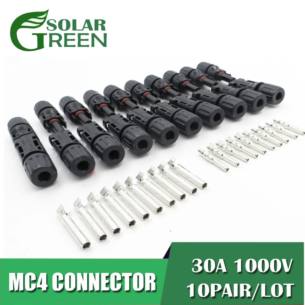 

10pairs x MC4 Connector male female 30A 50A 1000V MC4 Solar Panel branch series Connect Cable Power Plug 2.5/4/6mm2