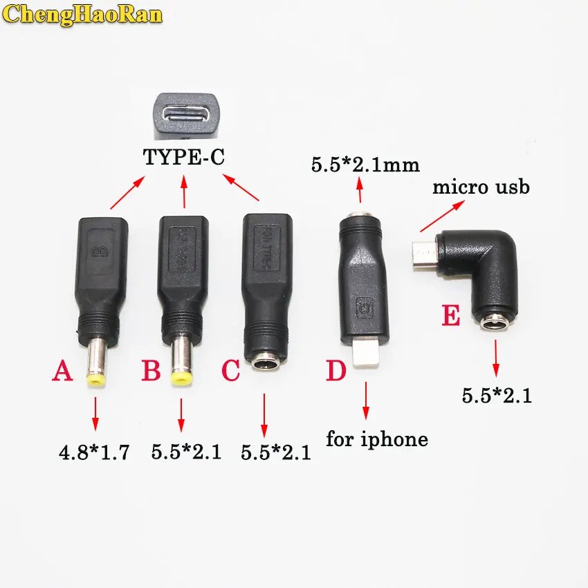 ChengHaoRan DC type-c Женский до 5,5*2,1 женский/4,8*1,7/5,5*2,1 мм Мужской 5,5*2,1 до micro usb/type-c/для iphone разъем питания