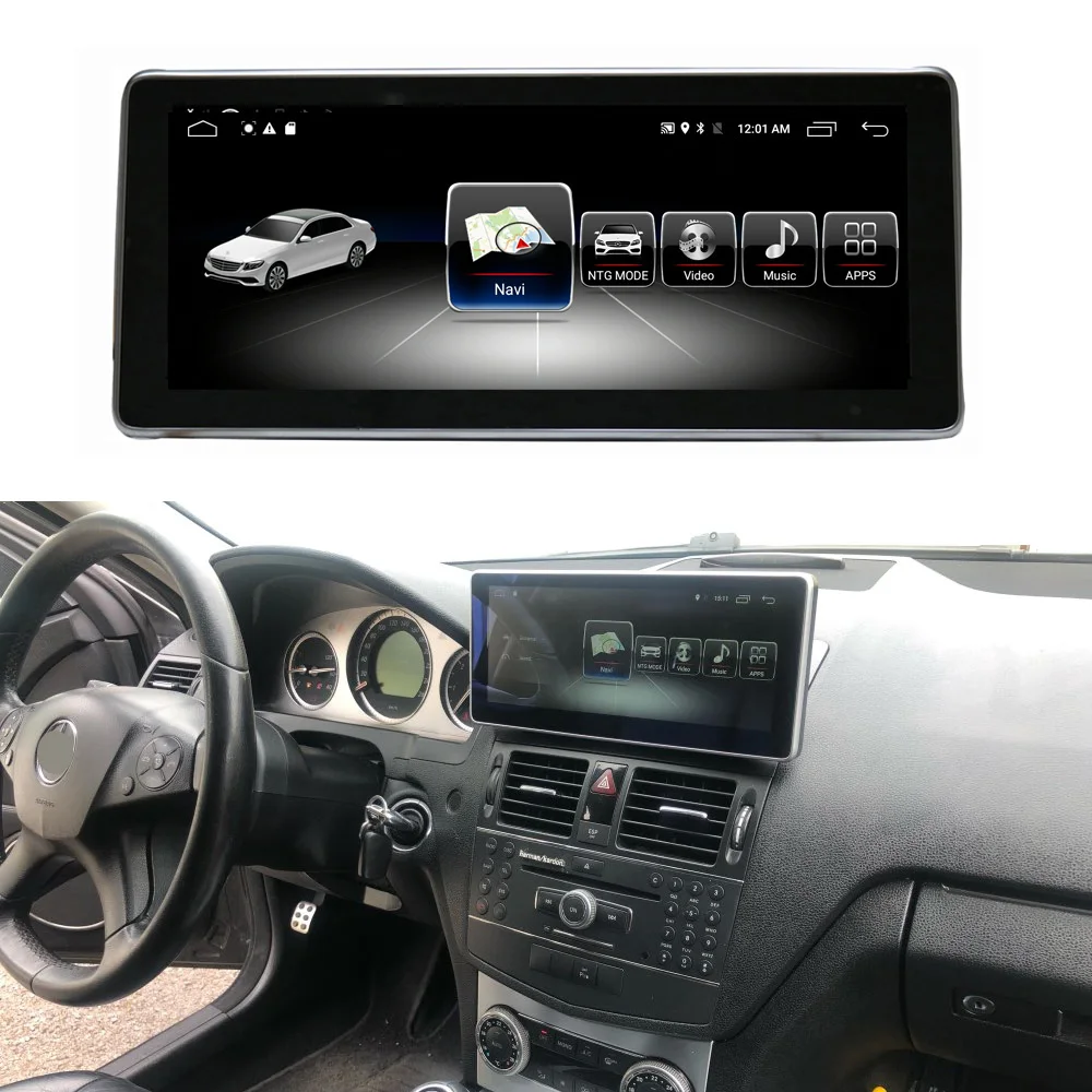 Cheap 8-Core 4+64G Car Android 10.25 inch Display for Mercedes Benz C Class W204 2008-2010 Command System Upgrade Head Up Screen 1