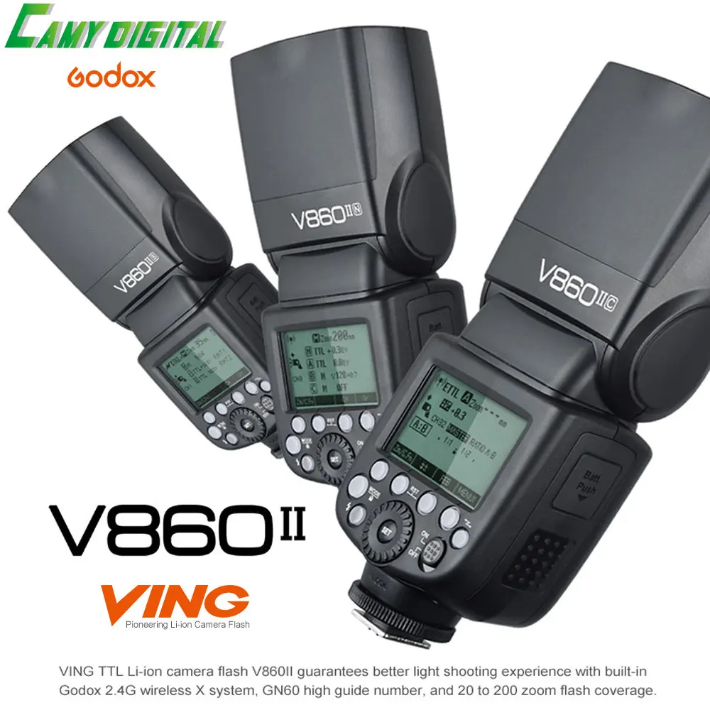 Godox V860II C/V860II N/V860II S KIT TTL Camera Flash 2.4G Wireless (GN60 HSS 1/8000s Recycle time