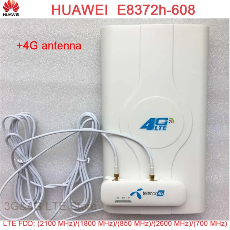 

Unlock Huawei E8372 E8372H-608 4G wifi modem with LTE high gain antenna double TS9 connector