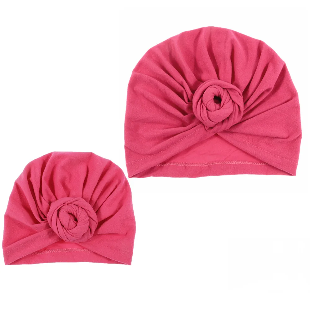 Yundfly Mommy and Me Cotton Blend Rose Flower Hat Women Caps Girls Newborn Turban Hats Twist Knot Headwear Hair Accessories pacifier for baby