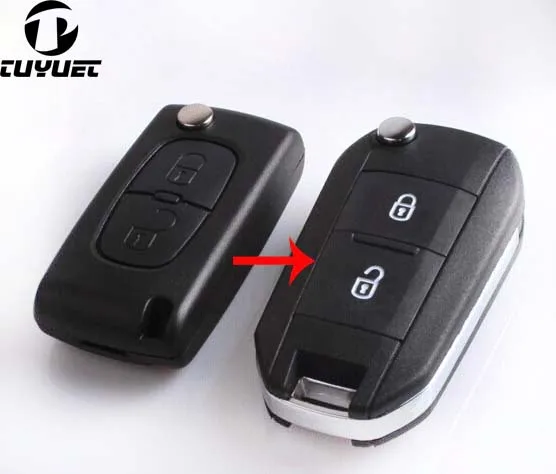 2 Button HU83 Peugeot 307 407 408 Citroen Modified key shell with Groove Blade  (19)-1