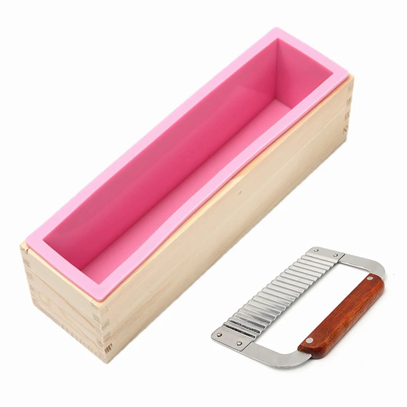 

Silicone Soap Mold With Wooden Box Homemade Loaf Soap Maker Slicer Cutter Square Shape Cake Molds Silicone Molds For Soap