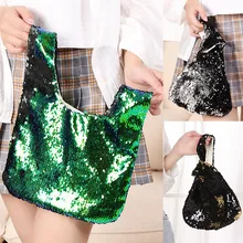 Сумки Сумки Для женщин известных брендов открытый двойной Цвет пайетки сумка дамы кошелек сумки с браслетом Feminina