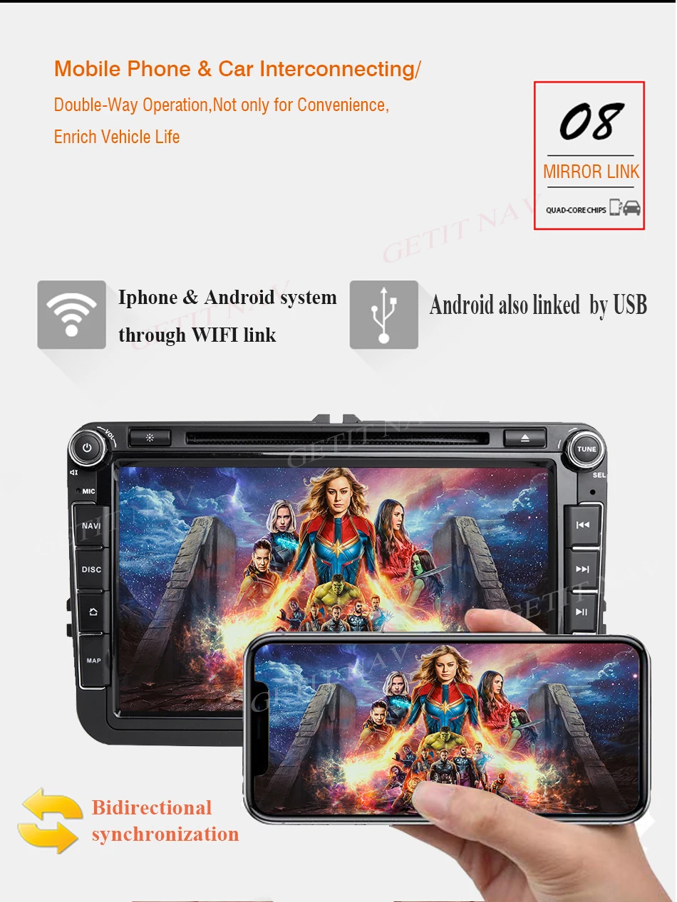 Perfect DSP IPS Car Multimedia player Android 9 GPS 2 Din Car Radio Audio Auto For VW/Volkswagen/POLO/PASSAT/Golf 8 Cores RAM 4G 64G 10