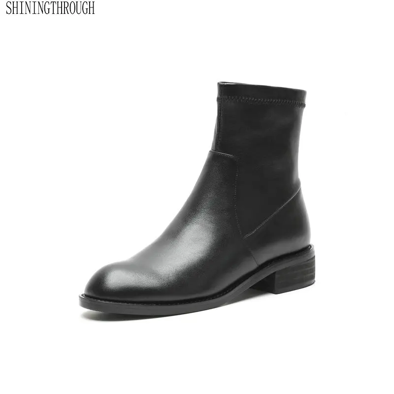 

Women 4cm med Heel Short Ankle Boots Winter Ladies Shoes Woman Fashion Warm Motorcycle Boots Platforms Basic Boots