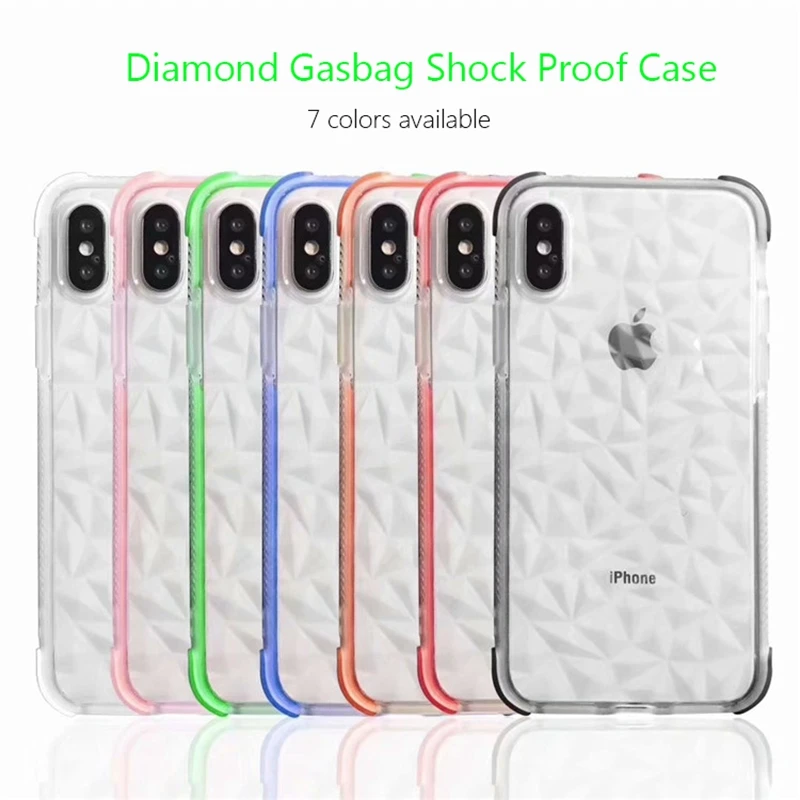 Diamond Gasbag Shockproof Case for iphone XR XS MAX X 7 6 6s 8 Plus Full Body Clear TPU Cover Samsung Galaxy S8 S9 |