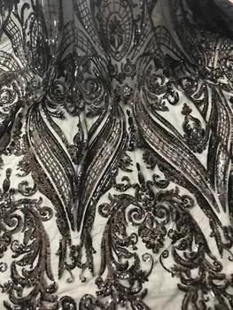 

NEW design David-6112 glitter sequins French lace fabric African tulle glitter lace for bridal dress