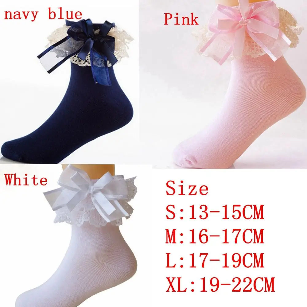 Милые Кружевные Гофрированные короткие носки для девочек милый большой бант для малышей, милые хлопковые короткие носки принцессы