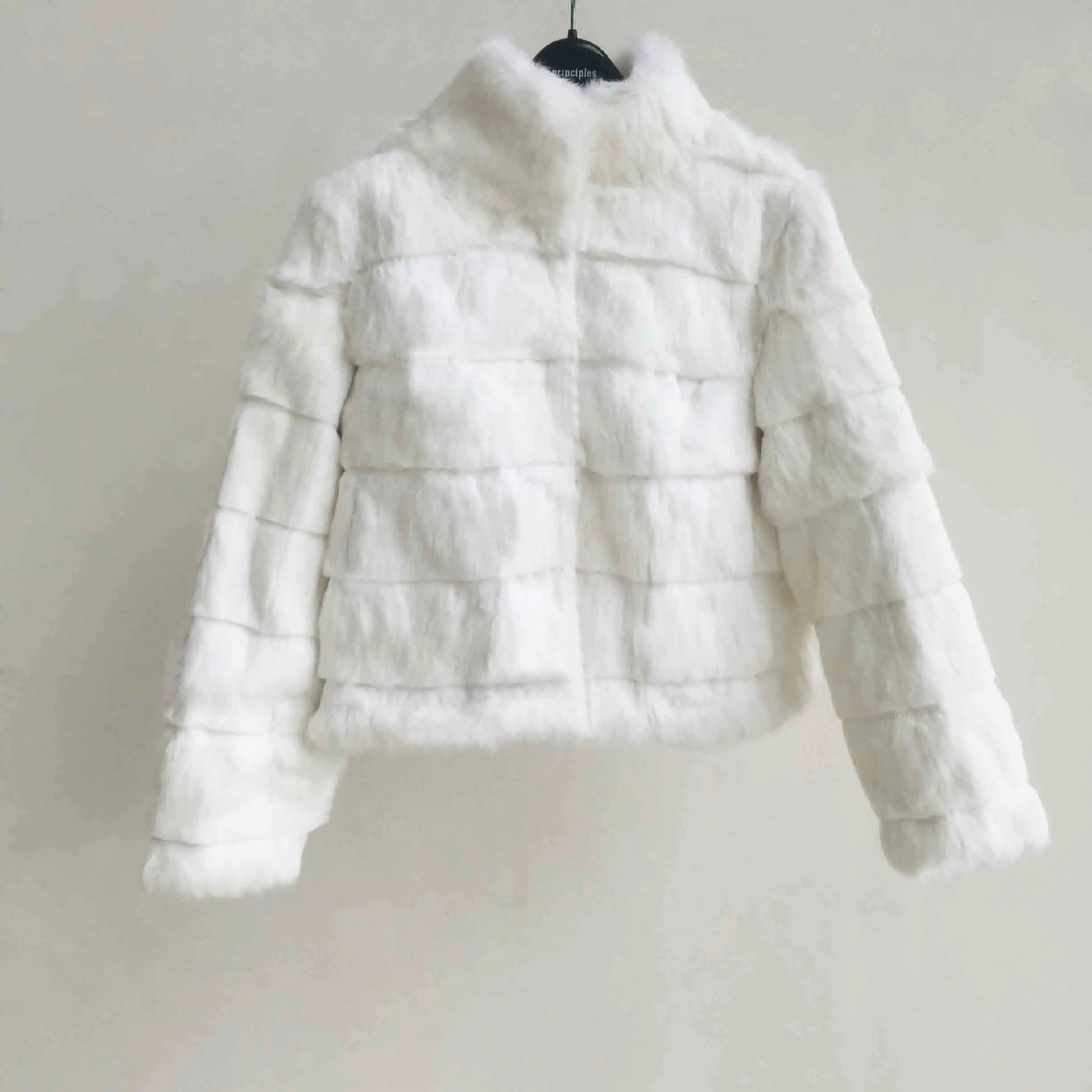 Жилет из натурального кроличьего меха с воротником «Мандарин», зимнее пальто с натуральным мехом, большие размеры, розничная, tbsr386 - Цвет: White