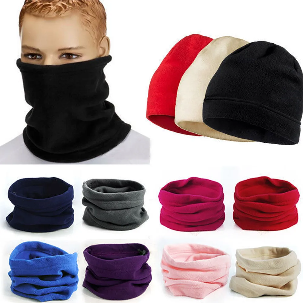 

2019 New 3 in 1 Men Women Unisex Scarf Polar Fleece Snood Hat Neck Warmer Face Mask Cap Winter bonnet Scarf Beanie Balaclava