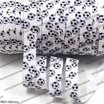 

HT01-PG016-05684 New Arrival 5/8" 16mm 50 Yards football printed Elastic FOE Ribbon