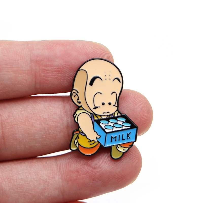Мультфильм аниме броши Kuririn эмалированная булавка для мальчиков отворот