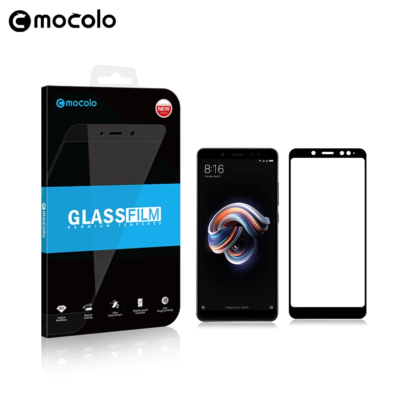 2 шт. полноэкранная защита Mocolo Redmi Note 5 из закаленного стекла клеевая стеклянная