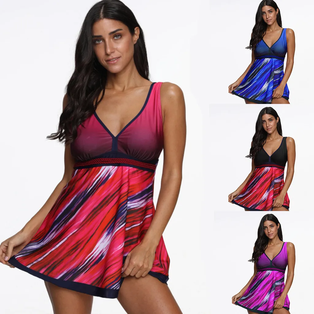 

SAGACE Bikini Swimsuit Women Plus Size Gradient Tankini Swimjupmsuit Swimsuit Beachwear Padded Swimwear Sexy Swimwear Women 2019