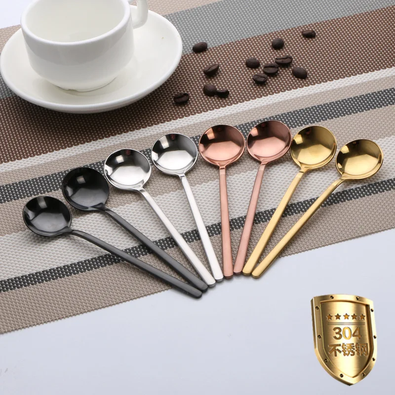 

13cm Stainless Steel Coffee Spoon High Quality Tableware Round head Tea Spoon Vintage small Spoons for Stir the coffee