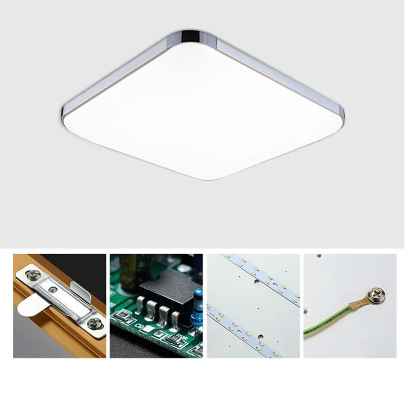 AC 220VLED потолочный светильник, светильник для гостиной, современный светильник, теплый белый, 15 Вт, квадратная лампа для ванной комнаты, кухни